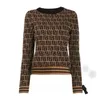 Pull Fendi Femmes Automne Col Rond Rayé Mode À Manches Longues Femmes Haut De Gamme Jacquard Cardigan À Tricoter Fendy Chandails Femme Tricot Pull Pull