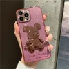 Glitter Bear Bling Plating TPU Phone Cases for iPhone 15 14 13 12 Mini Pro Max 11 X XR XS 8 7