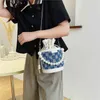Spring Pearl Handle Denim Bucket Chain Mini Shoulder Crossbody Bags For Women Trends 2022 Fashion Brand Designer Ladies Handbags Y220421