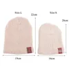 Chapeau tricoté pour garçons filles automne hiver chaud enfants bonnet adultes enfants parents-enfants chapeaux né bébé casquette avec étiquette en cuir 220812