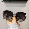 OULYLAN Fashion Cat Eye Sunglasse Men Gradiente Sun Glasses Metal Frame ao ar livre Shades Ladies Blue Tea 220629