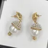 Designer boucles d'oreilles pendantes pour femme blanc vert diamant forme boucle d'oreille haute qualité en laiton bijoux de mode