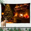 USAクリスマス暖炉クリスマストリートリーデイハンギングクロスシーン装飾雪だるま壁J220804