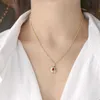 Kedjor koreanska vintage stjärna oval zirkonhänge halsband geometrisk hög-quaily kopparguld pläterad klavikelkedja smycken grossalenchains