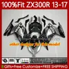 Ciało wtryskowe dla Kawasaki Ninja ZX300 ZX3R EX ZX 3R 300R ZX-300R 13-17 125NO.0 EX300R ZX-3R ZX300R 13 14 15 16 17 EX-300 2013 2014 2015 2016 2017 OEM Osłujący rekin niebieski