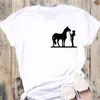 Women T-shirt Horse Graphic Print T Shirt Short Sleeve O Neck Loose Aesthetic Tee Ladies