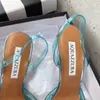 Aquazzura 2022 En kaliteli tasarımcılar topuklu bayan sandalet Kırmızı Dipleri Topuklar kristal toka parti gelinlik ayakkabı topuk seksi geri kayış 100