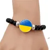 Nieuwe Collectie Oekraïne Armband Oekraïens Symbool Glas Cabochon Multilayer Lederen Armbanden Hoge kwaliteit Mannen Bangles Party Gunst JLA13043