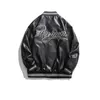 Men's jacket Unisex top PU Leather Jacket Fashion Coat Bomber Harbor Chic Trend Plus size leather letter Coat Student Hip Hop Blast Street baseball collar leather coat