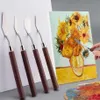 7pcs/setステンレス鋼のスパチュラキットパレットガッシュ用油絵ナイフ美術絵画ツールセットフレキシブルブレード