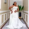 Sukienka Mermaid Wedding Pearls z czystą szyją 3/4 długie rękawy afrykańskie kobiety ślubne suknie nośne vestidos de novia