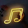 Ledde neon glödlampor musiknotning lampor nattljus konsert vägg lamp sovrum batteri USB Power Nightlight for Party