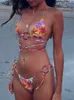 Miyouj Seksi Bikini Beyaz Mayo Yüzük Mayo Kadınlar Mayo Kişisi Üçgen Kupası String Bikini Seti Kırmızı Beach Giyim Yaz