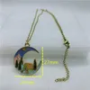 Pendant Necklaces Yungqi Fashion Moon Necklace Enamel Charm Collar Tree Mountain House Landscape Choker For Women Girl Boho Chain JewelryPen