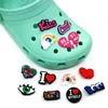 MOQ 100PCS plastic buttons sweet croc Charms Soft Pvc heart ainbow Shoe Charm Accessories Decorations custom JIBZ for clog shoes childrens gift