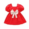 Summer Kids Baby Girls Dress Printed Short Puff Sleeve Dress Princess Clothes girl skit factory price