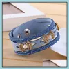 Charm Bracelets Charms Unisex Jewelry Double Bangles Brown Fashion Leather Cuff Bracelet Drop Delivery 2021 Baby Dhv2I