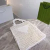 Raffia Crochet tote bag Summer Designer women men weave Beach bags Embroidered lettering logo on the front hollow out handbag clutch fashion Shoulder Bags totes