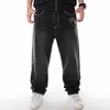 Nanaco man lös baggy jeans hiphop skateboard denim pants street dance hip hop rap manliga svarta byxor kinesisk storlek 3046 220718