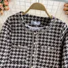 2022 primavera autunno nuove donne tweed di lana pied de poule plaid griglia cappotto e gonna twinset 2 pezzi vestito di vestito ML