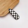 New Korean Fashion Simple Black and White Plaid Imitation Leather BB Clip Temperament Women's Hairpins Hair Accessories