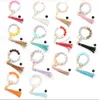 Gland Silicone Bois Perles Bracelet Porte-clés Multicolores Femmes Sac À Main Accrocher Accessoires De Voiture Porte-clés Charmant Pendentif Bijoux Cadeau Pour Famille Et Ami