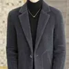 Herr ull blandar ullrock i mellanlängd koreansk stil smal mode guld mink kostym vinterjacka T220810