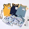 Ensembles de vêtements Tenue de sport pour garçons bébé infantile hauts sans manche poche courte pulls d'été taille 7 8 robe chemise avec pantalon garçons vêtements