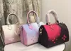 HH PRIMAVERA NA CIDADE Bolsa Sunrise Pastel speedy PM 25CM Totes Bag Colorida Bolsa Feminina Designer On The Go COLEÇÃO Rosa Revestida Lona Cruzada Carteiras