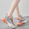Classic luxury Rainbow bottom daddy shoes girl 2022 spring new color matching versatile casual sneakers women's mesh running walking sport loafers
