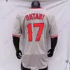 Shohei Ohtani Jersey Glaus Mike Trout City Player Grå Svart Mode Marinblå Vänd tillbaka Vit Röd Pinstripe Pullover Fans