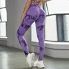 Sömlöst slipsfärgade leggings kvinnor för fitness yogapåsar skjuter upp träning sport benen hög midja tights gym damkläder 220628