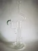 Vintage 14inch Grided Perc to Pillar Perc Glass BONG Hookah Smoking Pipe with Color bowl can put customer LOGO by DHL UPS