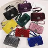 سلسلة العلامات التجارية الفاخرة الكتف للنساء الأزياء اللامعة المخملية Crossbody 9 ألوان قفل مصمم حقيبة اليد Lingge Messenger Bag