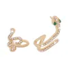 Orecchini a forma di serpente di cristallo creativo Orecchini a bottone Orecchini a clip per animali tridimensionali femminili Orecchini in oro Set di diamanti completi Accessori per gioielli da donna