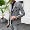 Men's Suits & Blazers Men Double Breasted Two Piece Suit Coat Set Slim Fashion N 220823