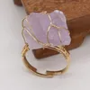 Wedding Rings Natural Stone Crystal Women Irregular Wire Wrap Healing Rock Mineral Quartz Resizable Finger Ring Trendy Jewelry Gift Wynn22