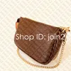 M58009 MINI POCHETTE FACHING ACCESSOIRES 디자이너 빈티지 여성 클루터 이브닝 어깨 핸드백 손목 손목 가방 가방 파우치 체인 코인 지갑