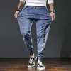 Pantalon de mode pour hommes bande élastique surpoids grande taille jean mâle cheville longueur Patchwork Streetwear Plus homme Cowboy pantalon 220328