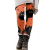 Leggings pour femmes Femmes Halloween Bat Web Citrouille Imprimé Pantalons de festival de vacances Bottes L3Women'sWomen'sWomen's