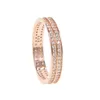 Pierścienie klastra Najwyższa jakość drobna 925 Sterling Srebrny Rose Gold Kolor podwójny pokład iskrzących cyrkonia sześcienna pierścień
