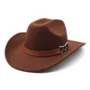 Western Style Men's Cowboy Hat 2022 Autumn Winter Wide Brim Felt Jazz Hats Panama Cowgirl Church Caps Sombrero Hombre