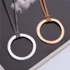 Hanger kettingen Vintage Big Simple Circle ketting Matte roségoud zilveren kleur handgemaakte Bijoux lederen lange ketens sieraden voor mannen damespe