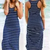 Sexig Dam Dam Hobo Stripe Sommar Strandklänning Lång Maxi Väst Solklänning 3 färger 220611