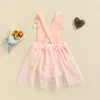 Rompers FocusNorm 0-18m夏の女の赤ちゃんかわいい1歳の誕生日のドレス服2色メッシュレース1文字印刷されたジャンプスーツ