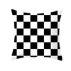 クッション/装飾枕ブラックホワイト幾何学格子形波印刷ポリエステルクッションカバースローカーホームデコレーションソファベッド装飾的なピロ