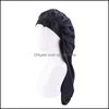 Bonnet / Skl Casquettes Chapeaux Chapeaux Foulards Gants Accessoires De Mode Femmes Dame Couleur Unie Long Bonnet En Satin Nuit Sommeil Chapeau Cheveux Dh3Rs