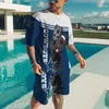 3D rugby tryckt T -skjortor 2 bit överdimensionerade Summer Mens Clothing Sports Track Suit Dreable Tshirt Kort set Shorts 220621