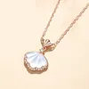 Fashion Crown Leaf Pendant Necklaces Designer Sterling 925 Women Girls S925 Pearl Shell Zircon Chain Necklace Jewelry Gifts for Female