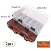 Рыбацкие аксессуары 2PCS Box 10 Coverments Двусторонние пластиковые коробки для искусственных приманки по производству аксессуаров